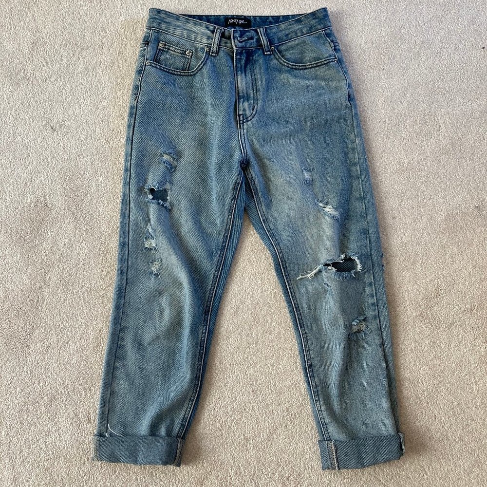 Nasty Gal Ripped Mom Jeans